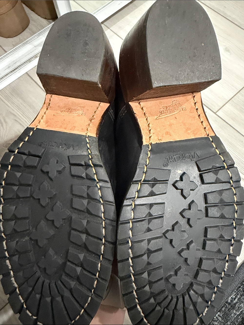 Red Wing Shoes Black Leather Chelsea Booties with Wood-Effect Heel - Picture 5 of 5